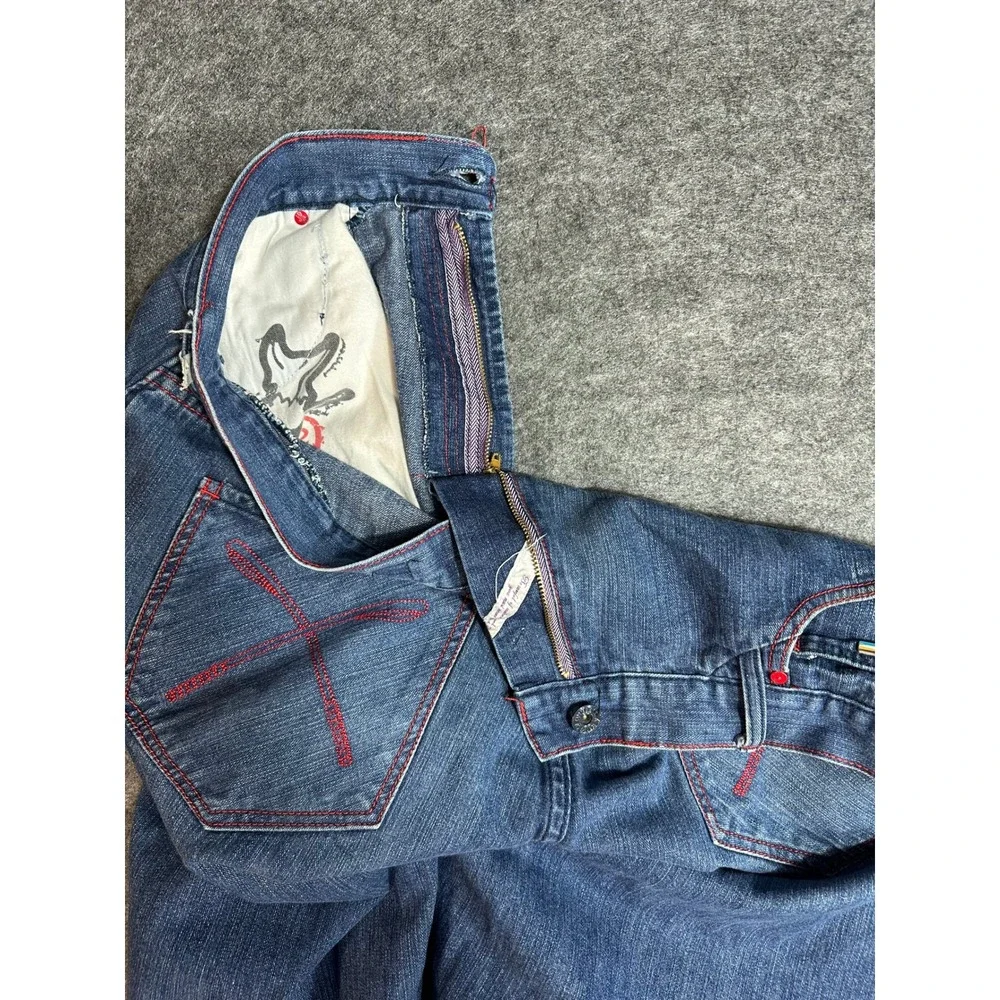 AKOO Jeans Men's Size‎ 42 Blue Denim Straight Leg RARE with Red Stitching